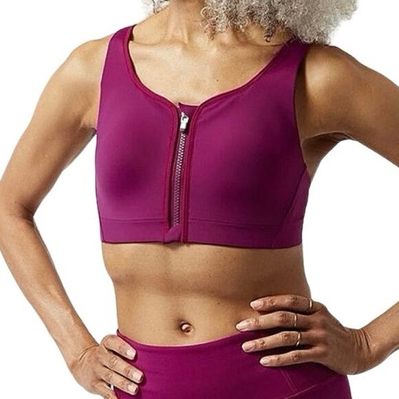 NWT Athleta Advance Zip Front High Impact Sport Bra In Fuschia Pink Size 32B - Picture 1 of 12